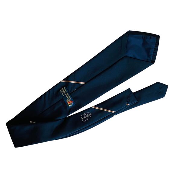 COBURGER CONVENT Rosemarie Feld Kraeatten-Krefeld Navy Blue 100% Silk Tie 59" - Picture 4 of 7